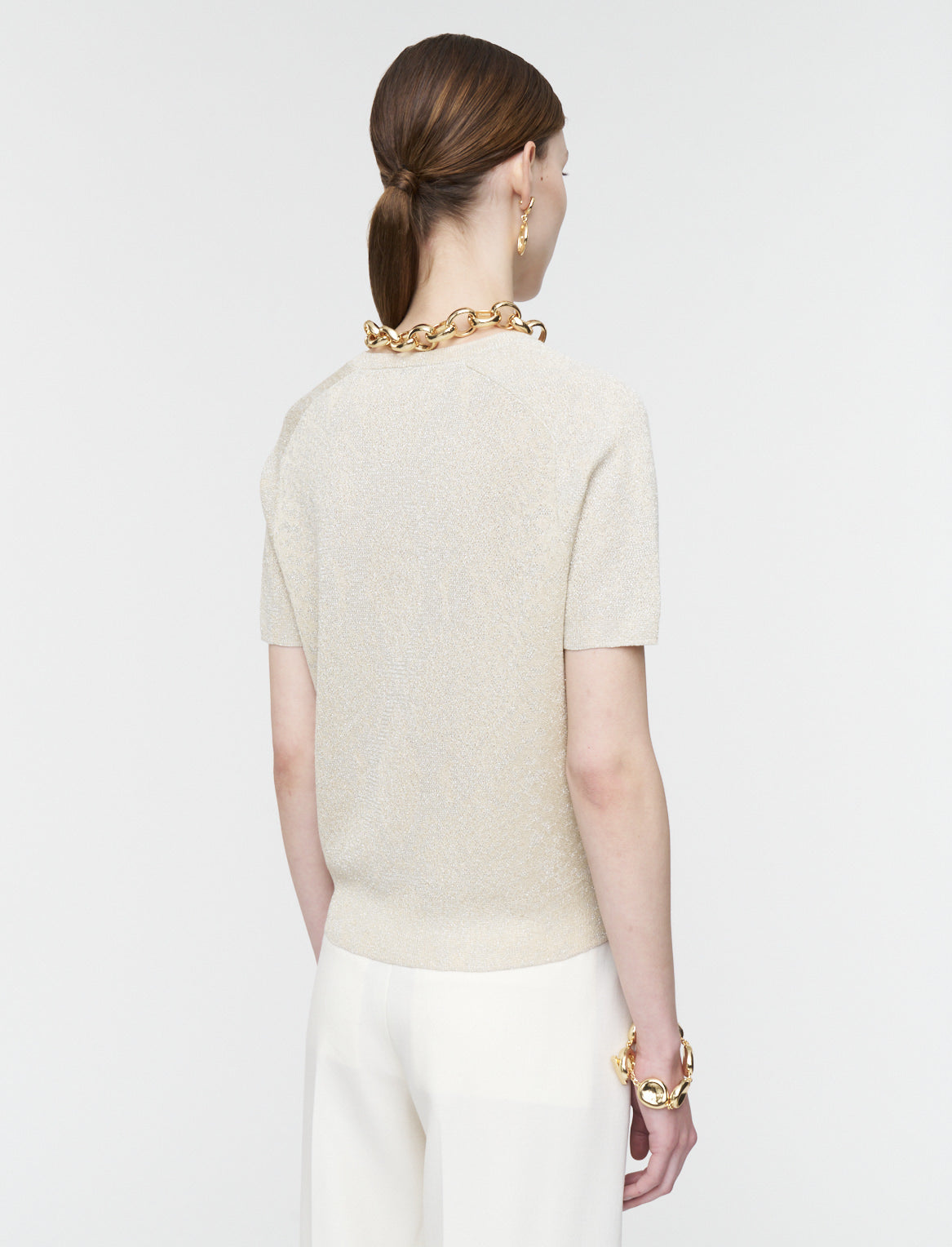 Char Top In Lurex Python Knit Champagne by JOSEPH - view 4