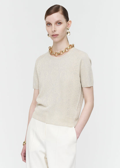 Char Top In Lurex Python Knit Champagne by JOSEPH - view 1