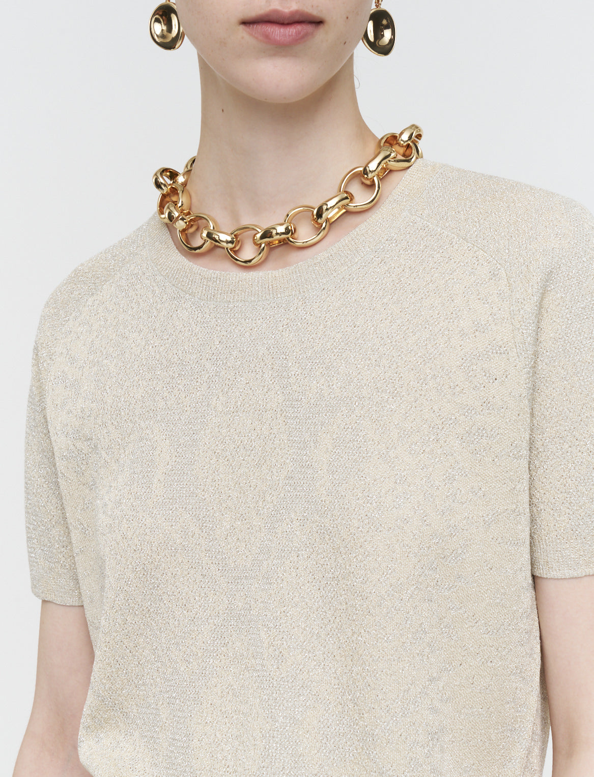 Char Top In Lurex Python Knit Champagne by JOSEPH - view 3