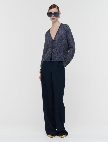 Doris Cardigan In Lurex Python Knit Prussian by JOSEPH - view 2