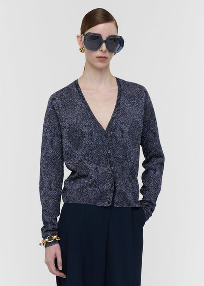 Doris Cardigan In Lurex Python Knit Prussian by JOSEPH - view 1