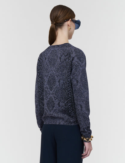 Doris Cardigan In Lurex Python Knit Prussian by JOSEPH - view 3