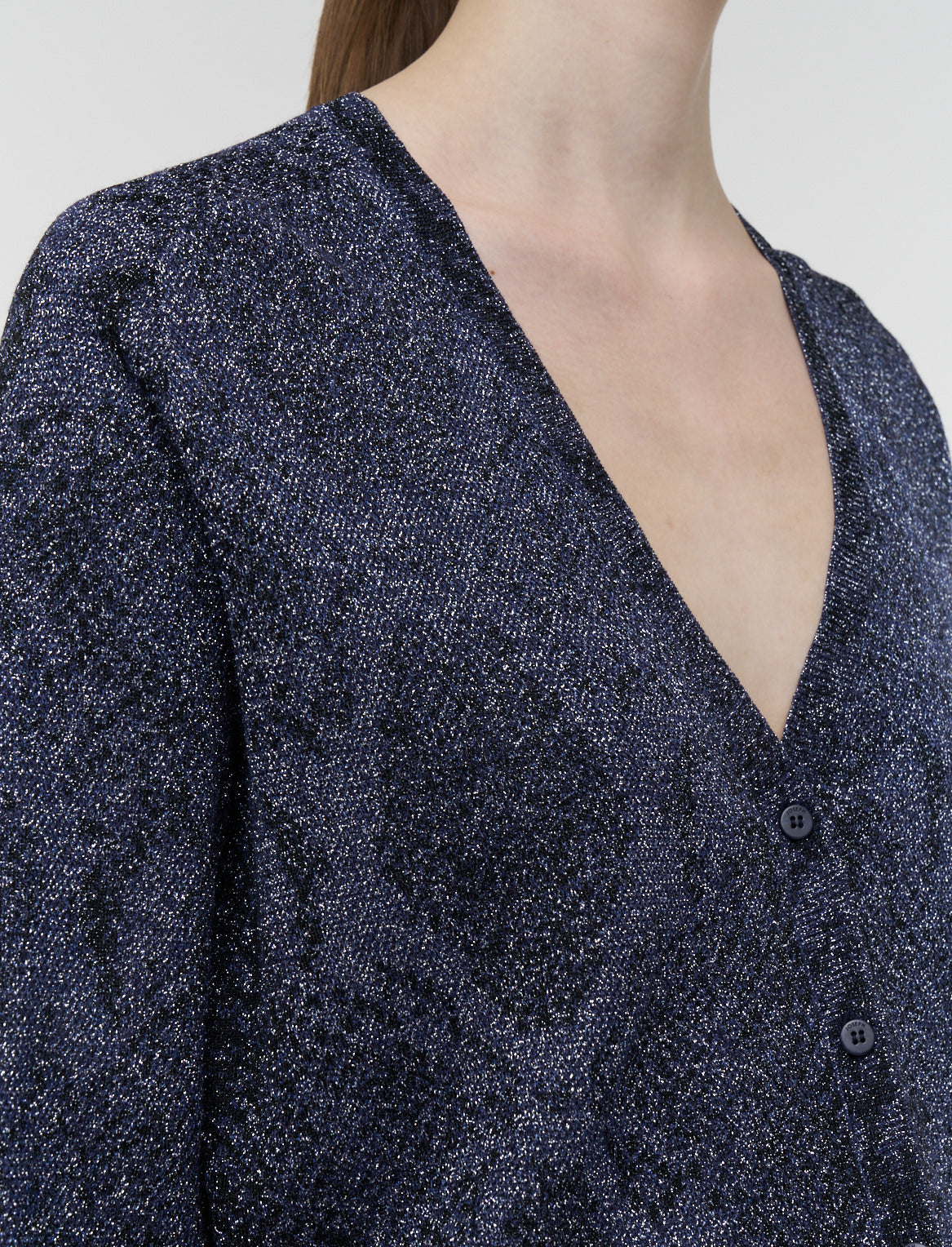 Doris Cardigan In Lurex Python Knit Prussian by JOSEPH - view 4