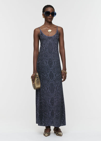 Mary Dress In Lurex Python Knit Prussian by JOSEPH - view 1
