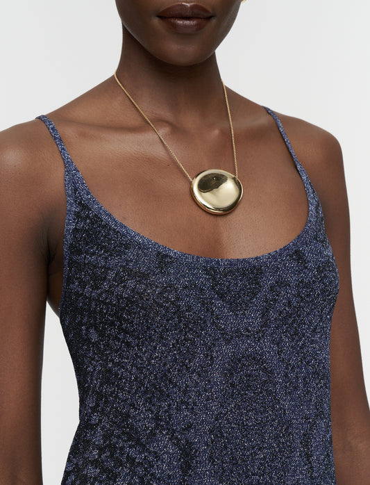 Mary Dress In Lurex Python Knit Prussian by JOSEPH - view 2
