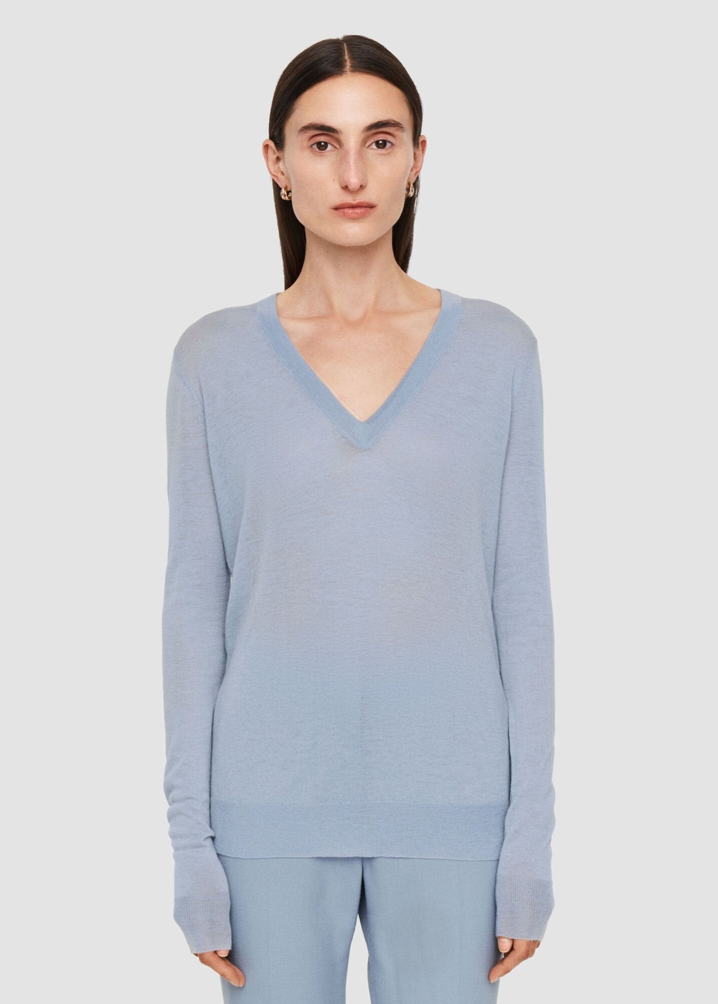 CASHAIR V-NECK JUMPER FADED SKY