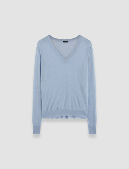 CASHAIR V-NECK JUMPER FADED SKY