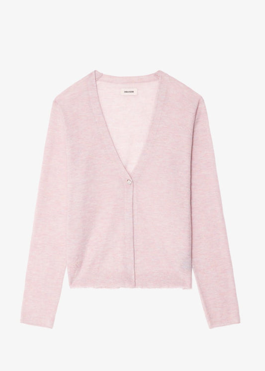 Pink cardigan on a white background