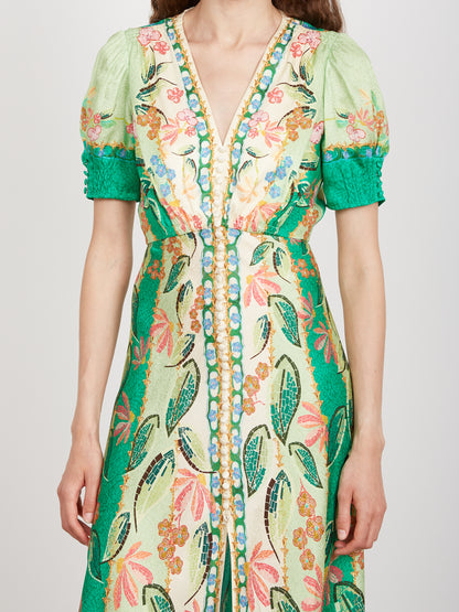 LEA LONG DRESS TERRAZZO JADE