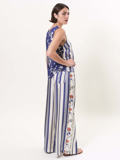 DIERDRE SILK TWILL & JERSEY TANK TOP