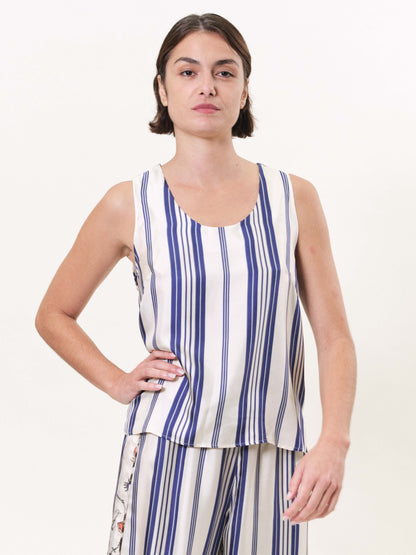 DIERDRE SILK TWILL & JERSEY TANK TOP