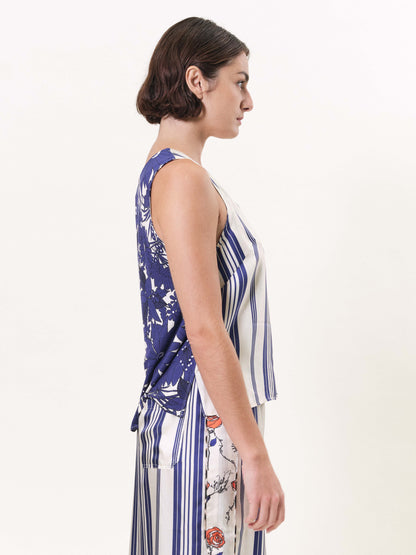 DIERDRE SILK TWILL & JERSEY TANK TOP