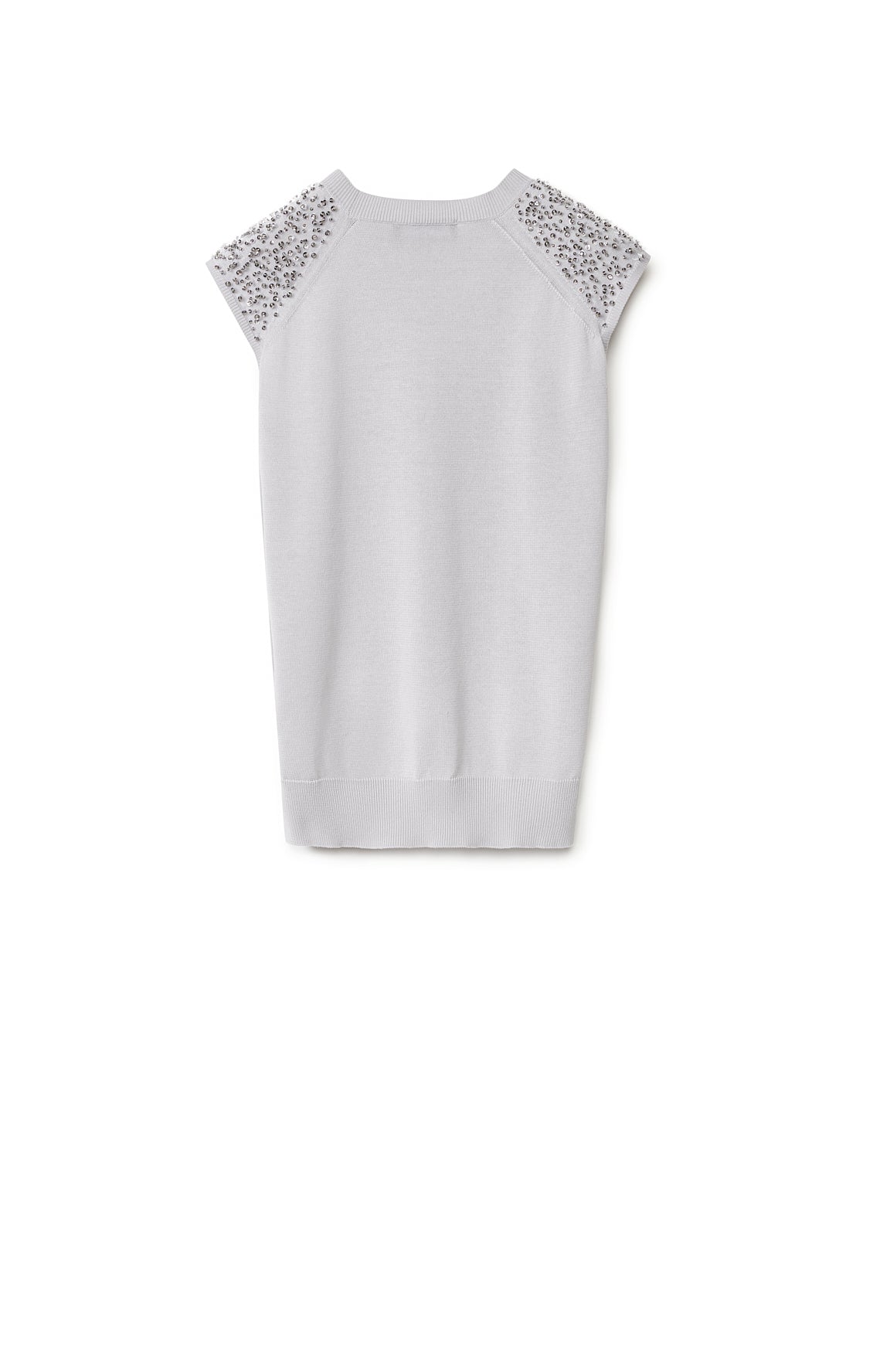 SLEEVELESS KNIT TOP W SEQUIN & BEADED INSET