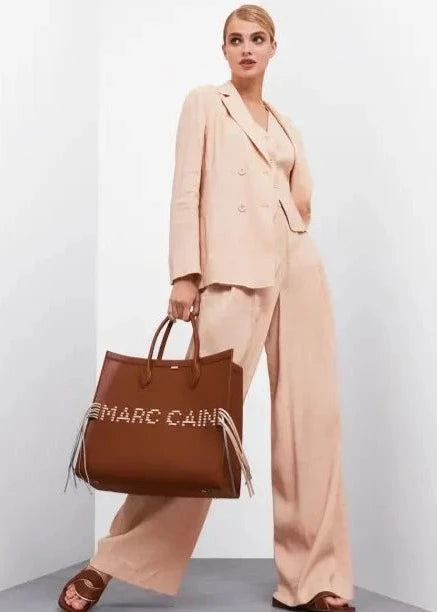 DOUBLE BREASTED FITTED LINEN BLEND BLAZER