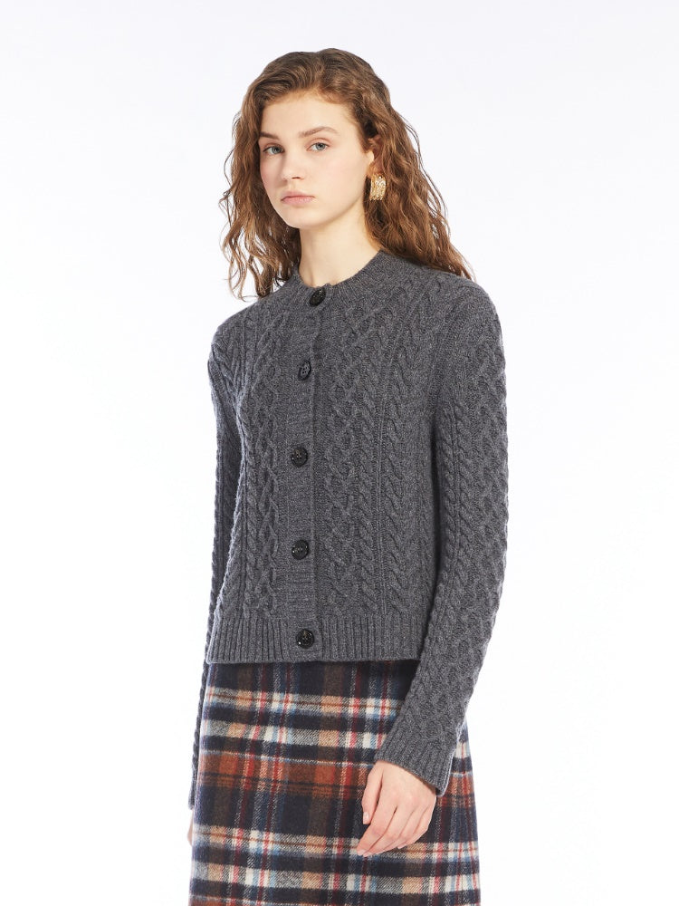 AFOSI CABLE KNIT WOOL CARDIGAN
