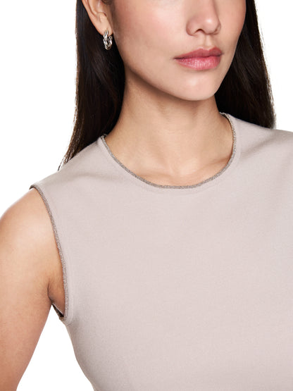 CREW KNIT SINGLET TOP W SILVER LUREX TRIM