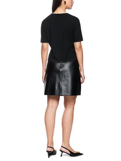 KNITTED CREW NECK T-SHIRT BLACK