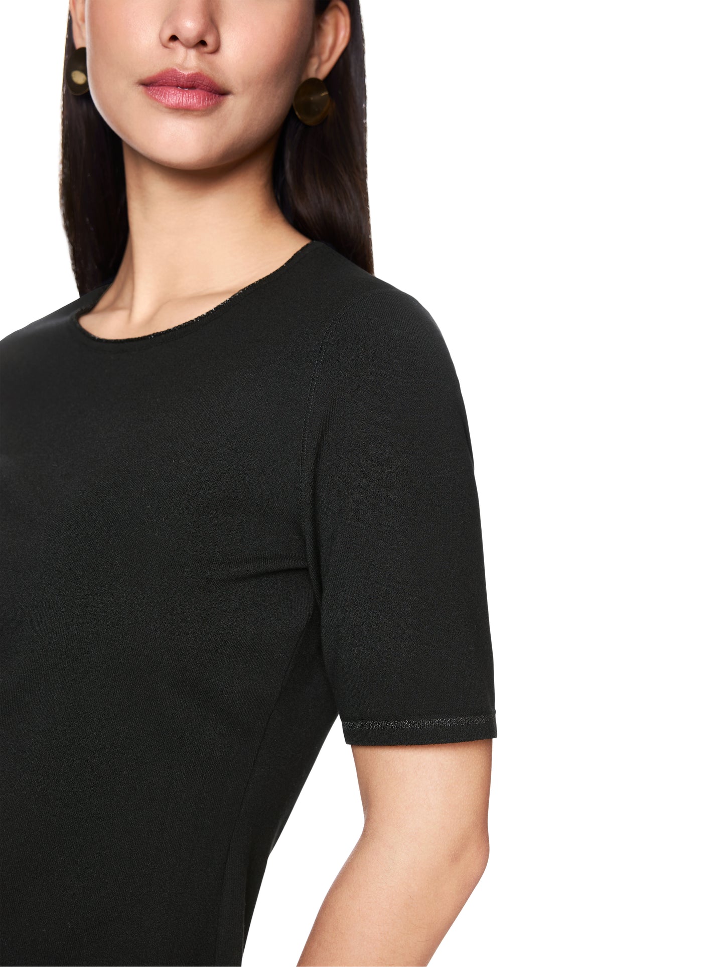 KNITTED CREW NECK T-SHIRT BLACK
