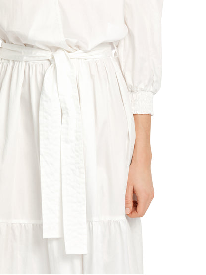 WHITE COTTON TIERED DRESS