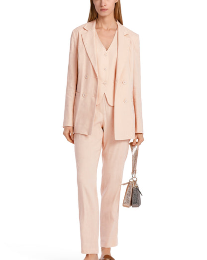 DOUBLE BREASTED FITTED LINEN BLEND BLAZER