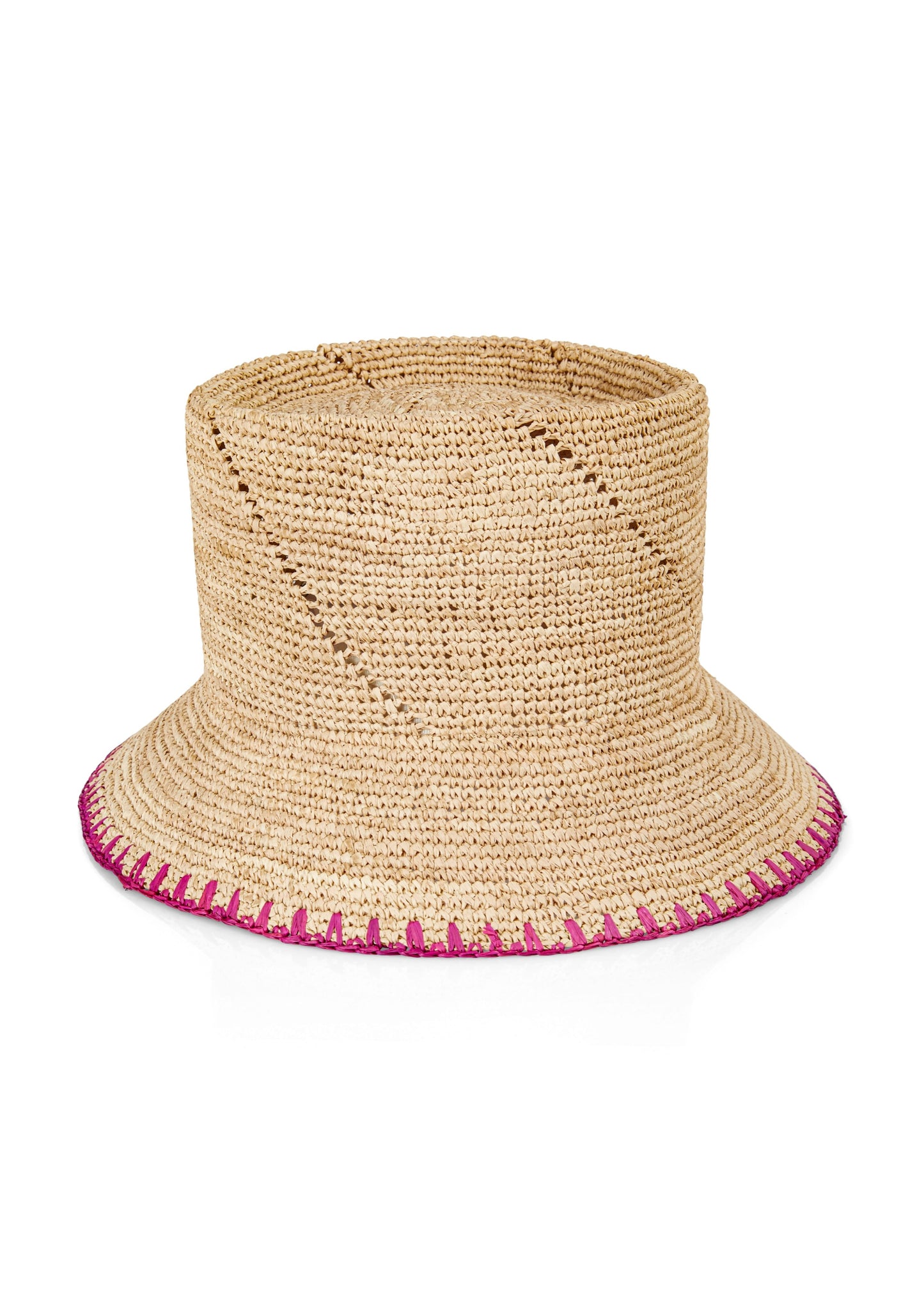 SUN HAT WITH FUCHIA STITCHING DETAIL