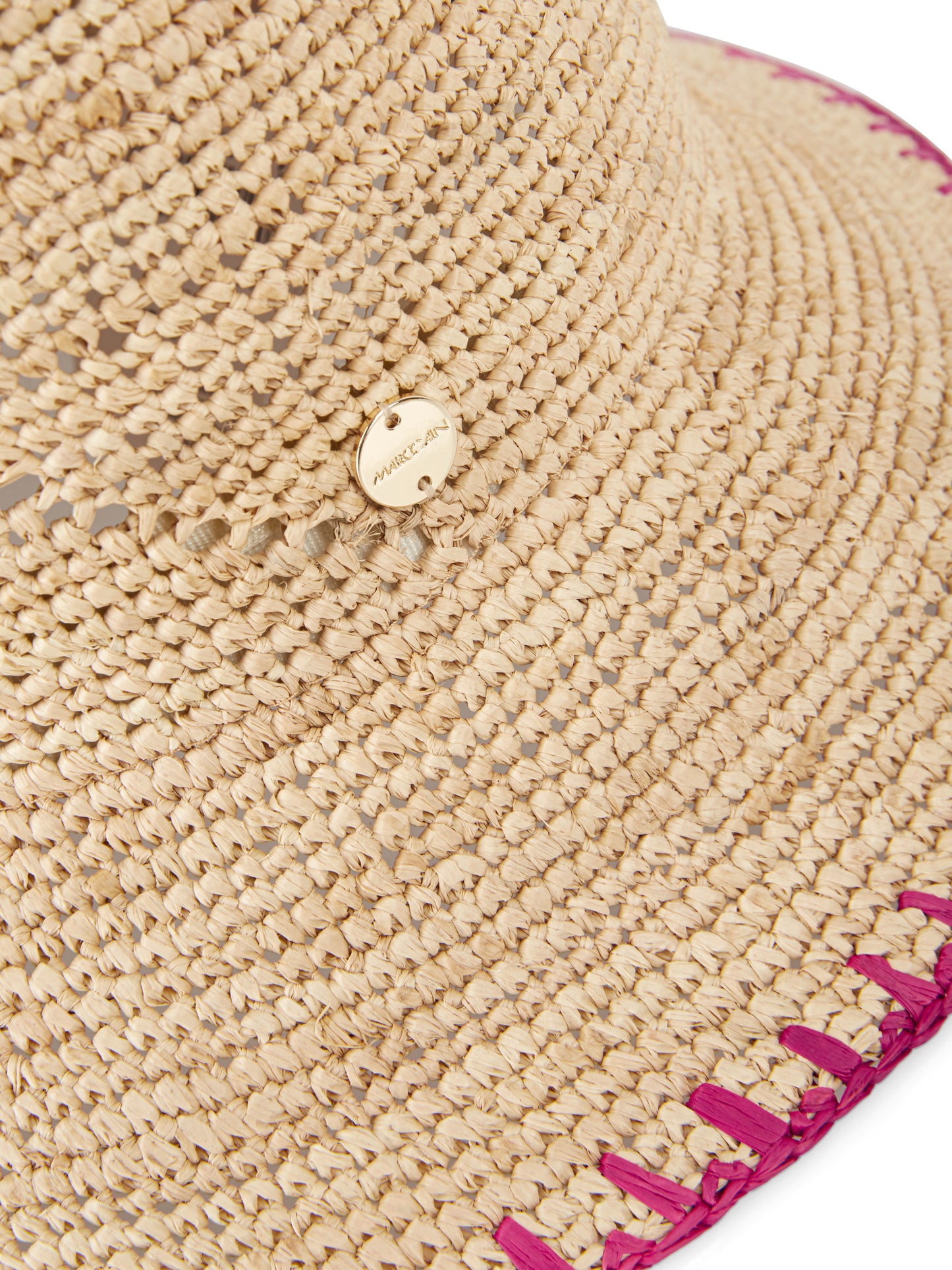 SUN HAT WITH FUCHIA STITCHING DETAIL