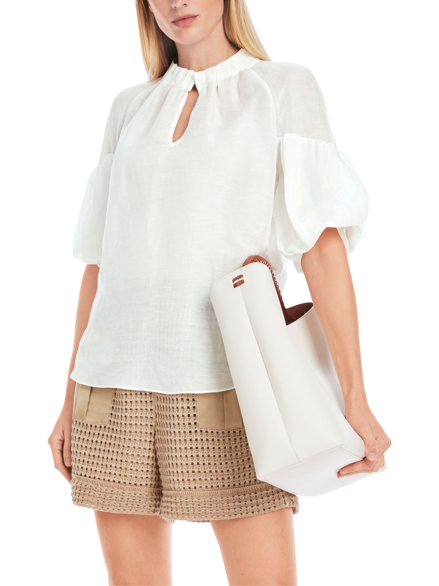 PLAIN BLOUSE WITH BALLOON SLEEVES