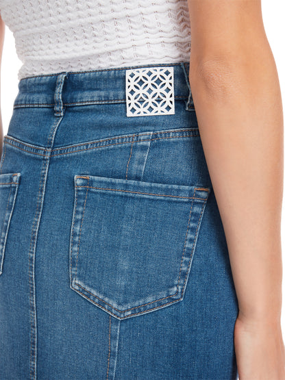DENIM PENCIL SILHOUETTE SKIRT