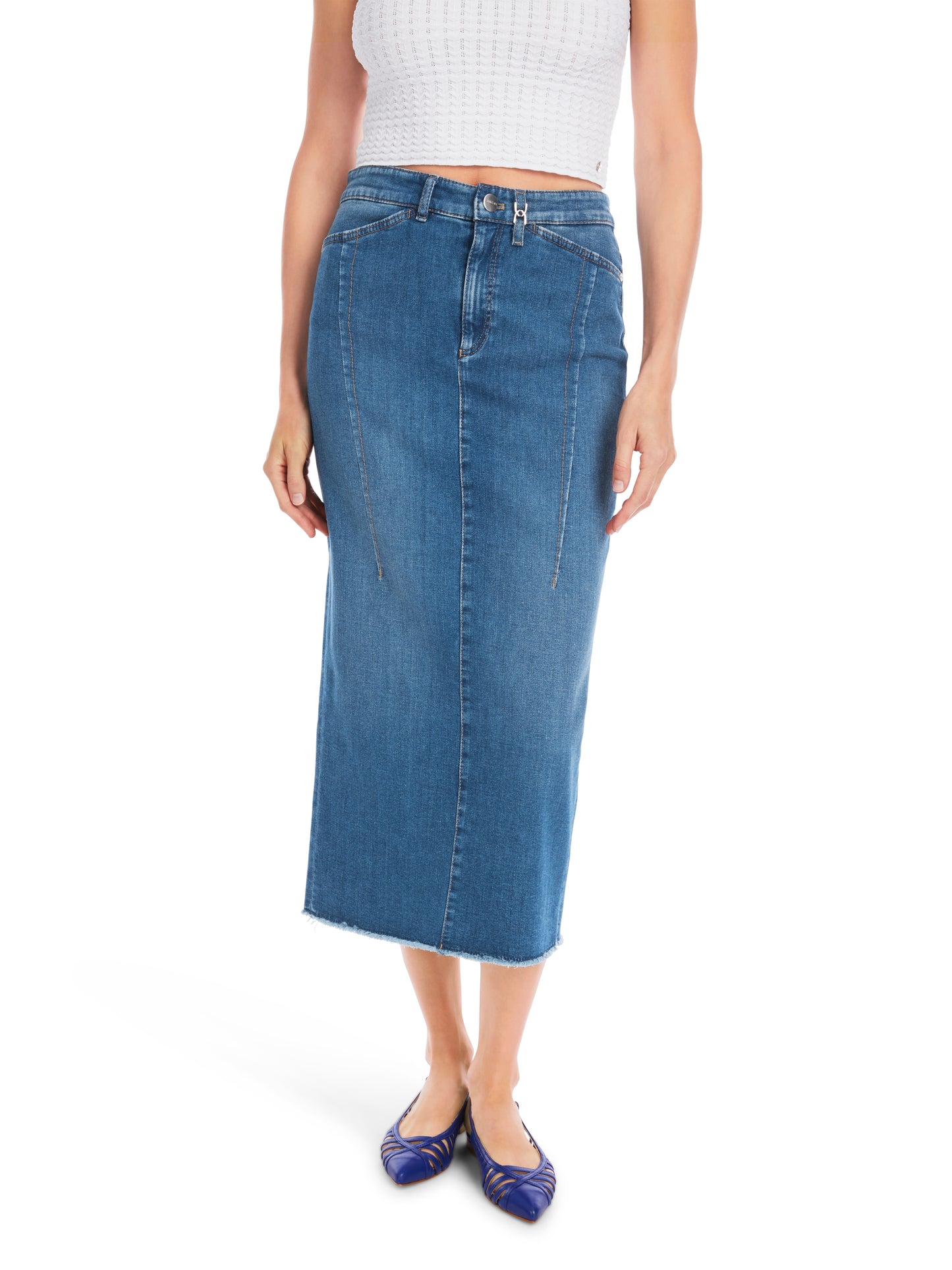 DENIM PENCIL SILHOUETTE SKIRT