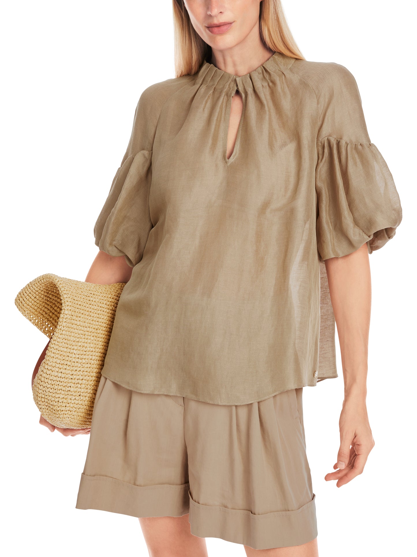PLAIN BLOUSE WITH BALLOON SLEEVES
