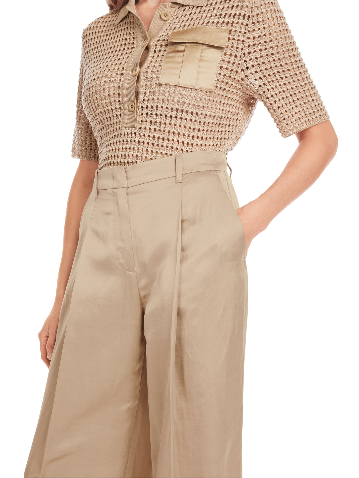 WICHITA WIDE PLEATED TROUSER SATIN