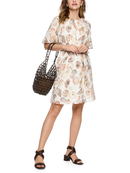 LINEN & SILK DRESS W SHELL PRINT