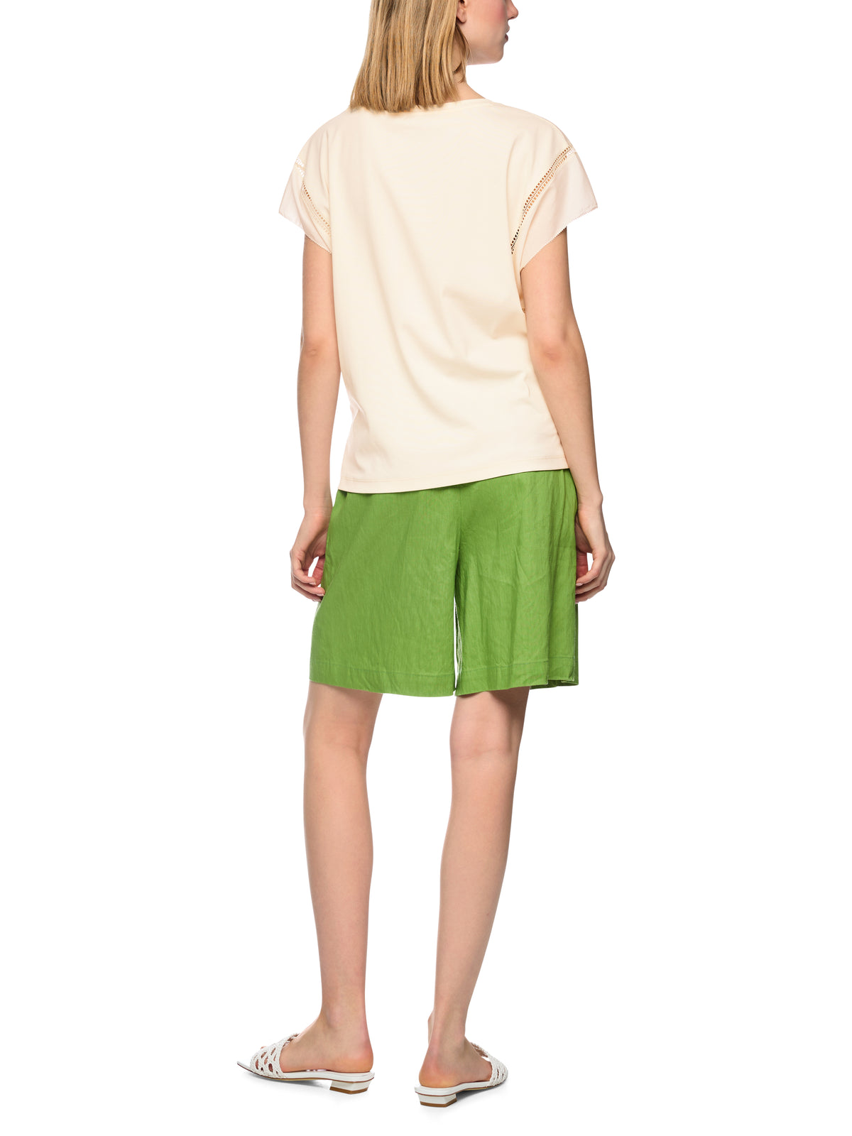 LATICE DETAIL T-SHIRT IN BRIGHT ECRU
