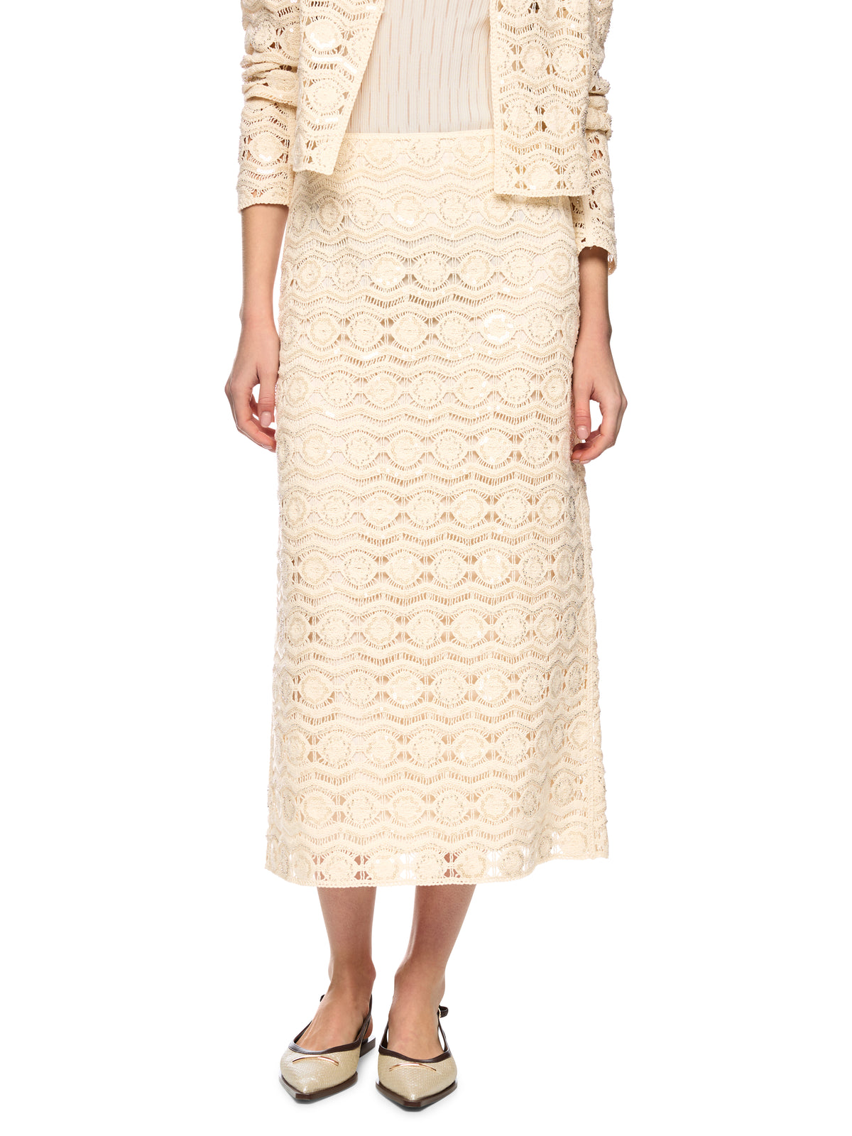 CROCHET STRAIGHT SKIRT W MINI BEADS