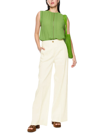 LINEN BLEND WAUKEE TROUSER IN BRIGHT ECRU