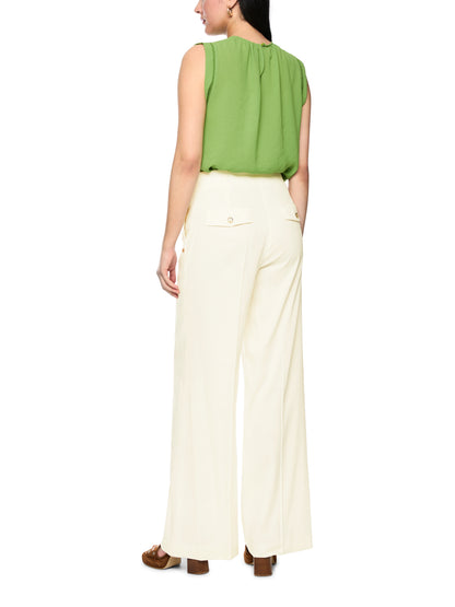 LINEN BLEND WAUKEE TROUSER IN BRIGHT ECRU