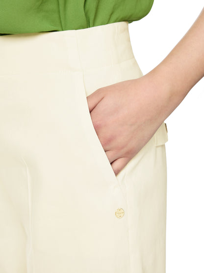 LINEN BLEND WAUKEE TROUSER IN BRIGHT ECRU
