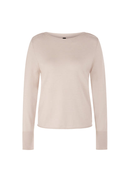 Crewneck Lurex Fine Wool Blend Knit Magnolia by Marc Cain - view 1