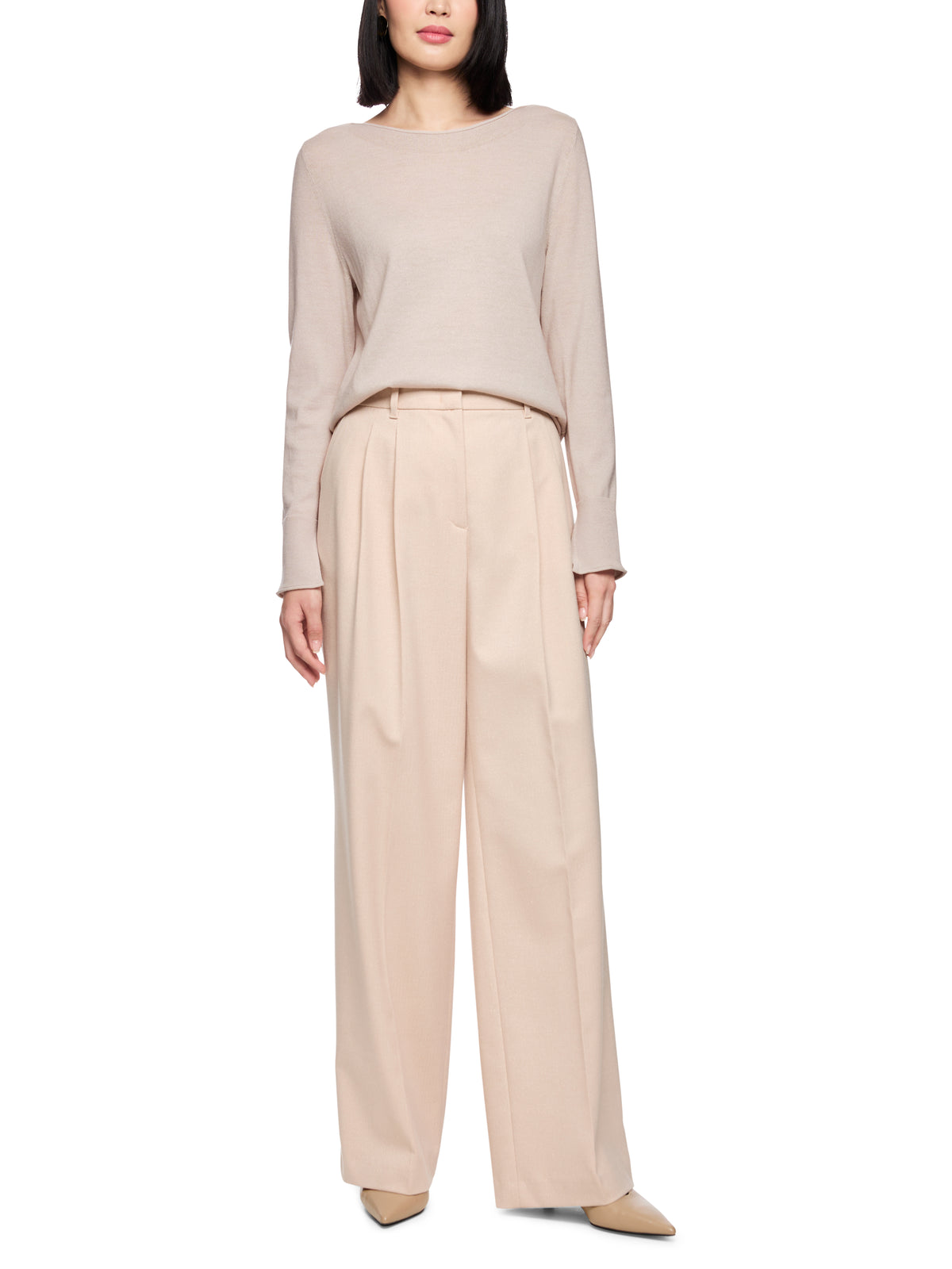 Crewneck Lurex Fine Wool Blend Knit Magnolia by Marc Cain - view 2