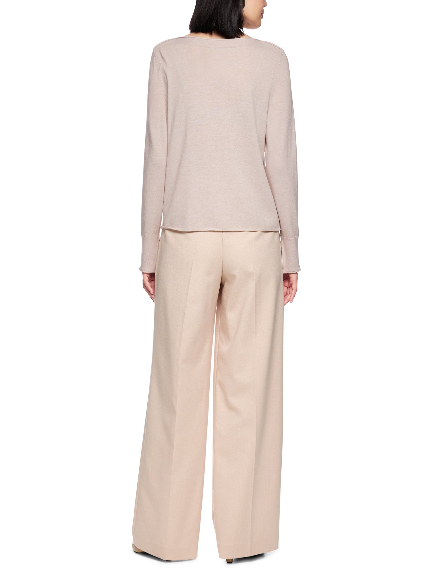 Crewneck Lurex Fine Wool Blend Knit Magnolia by Marc Cain - view 3