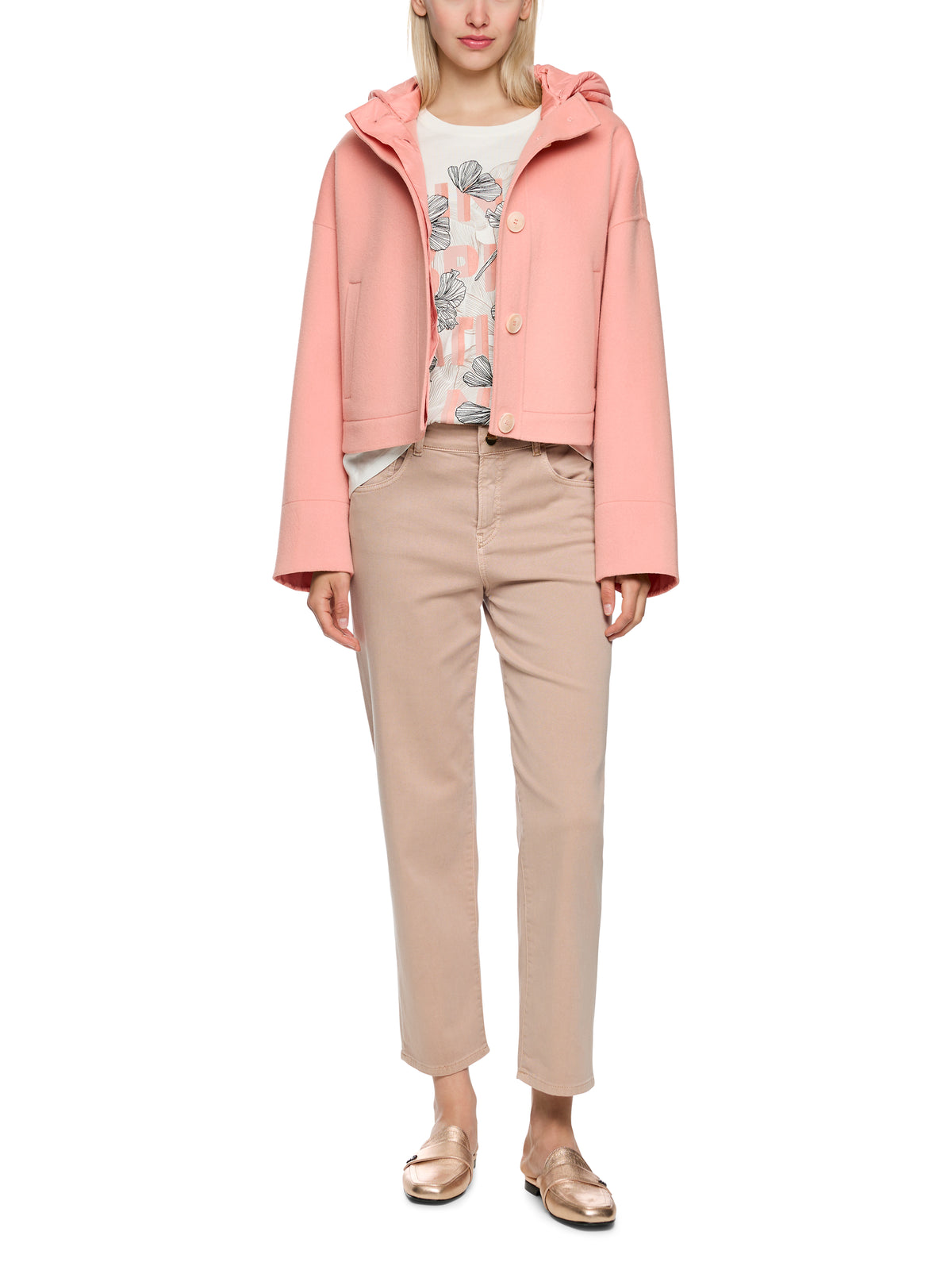 Salmon Light  Wool Jacket W Hood by Marc Cain - view 3