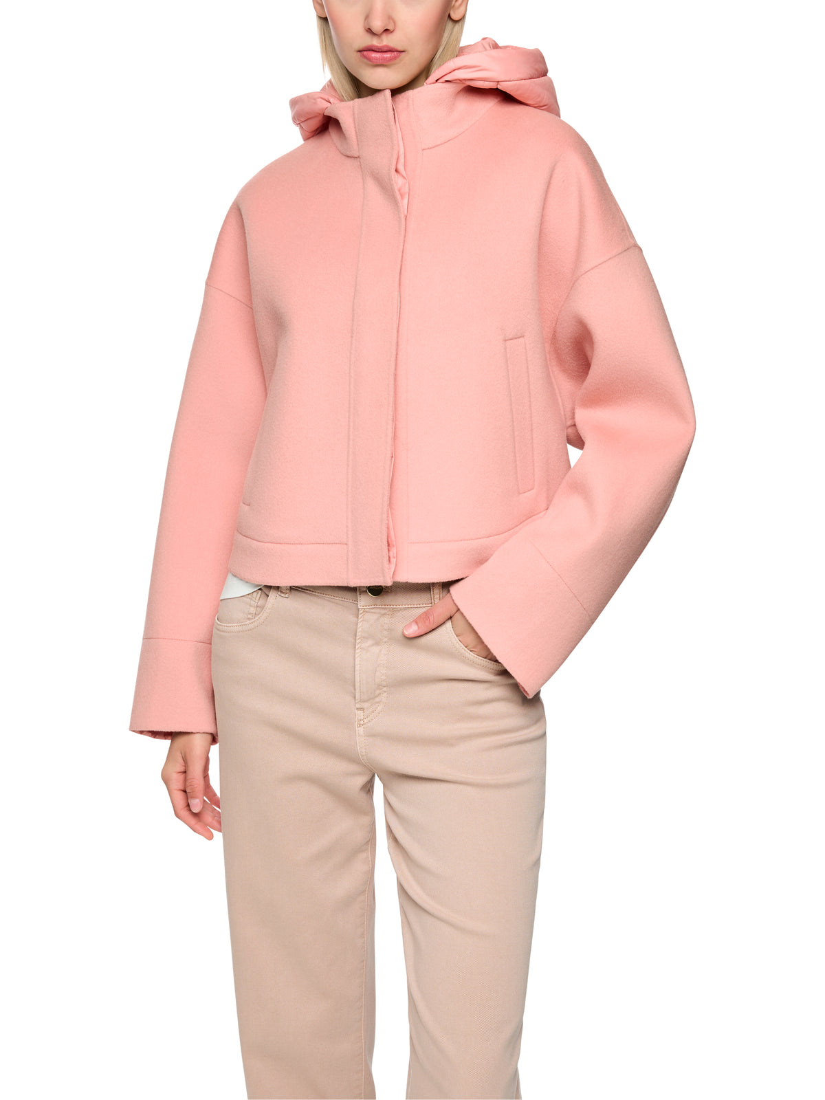 Salmon Light  Wool Jacket W Hood by Marc Cain - view 2