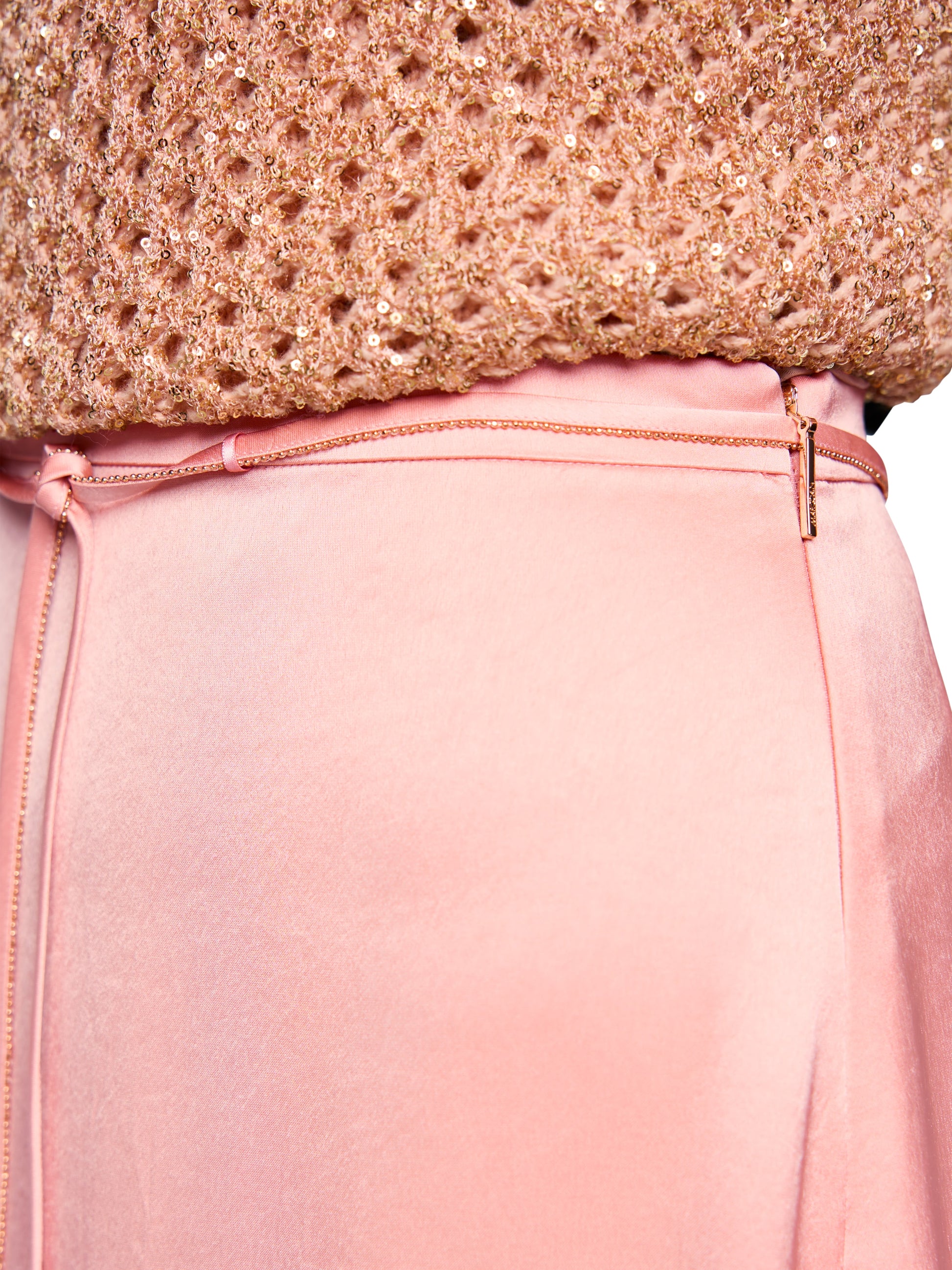 Midi Skirt In Satin W Tie Cord Salmon by Marc Cain - view 9