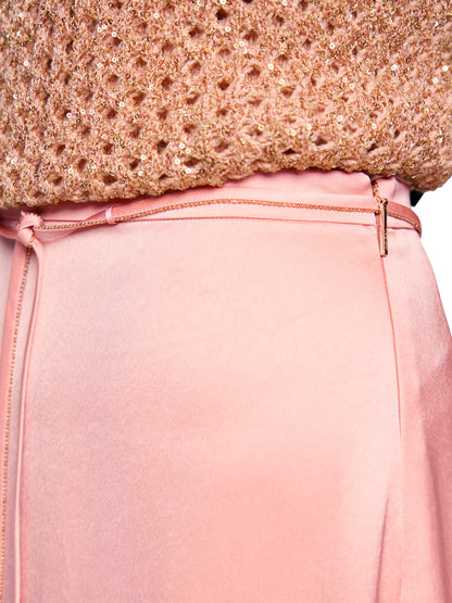 Midi Skirt In Satin W Tie Cord Salmon by Marc Cain - view 9