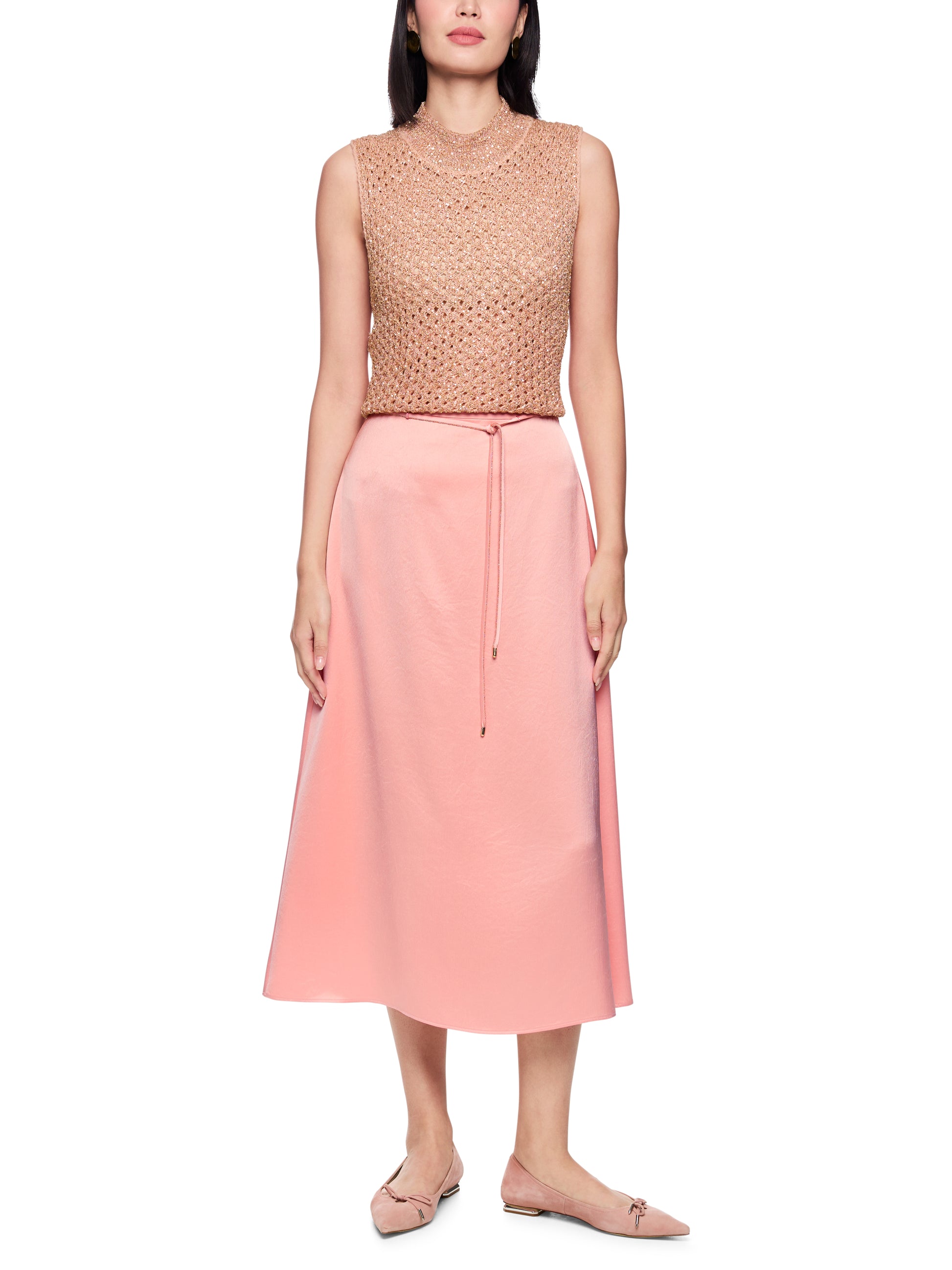 Midi Skirt In Satin W Tie Cord Salmon by Marc Cain - view 2