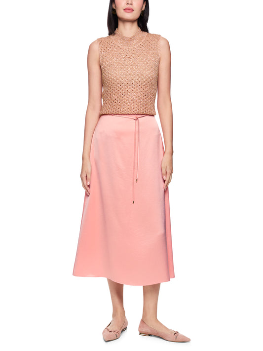 Midi Skirt In Satin W Tie Cord Salmon by Marc Cain - view 2