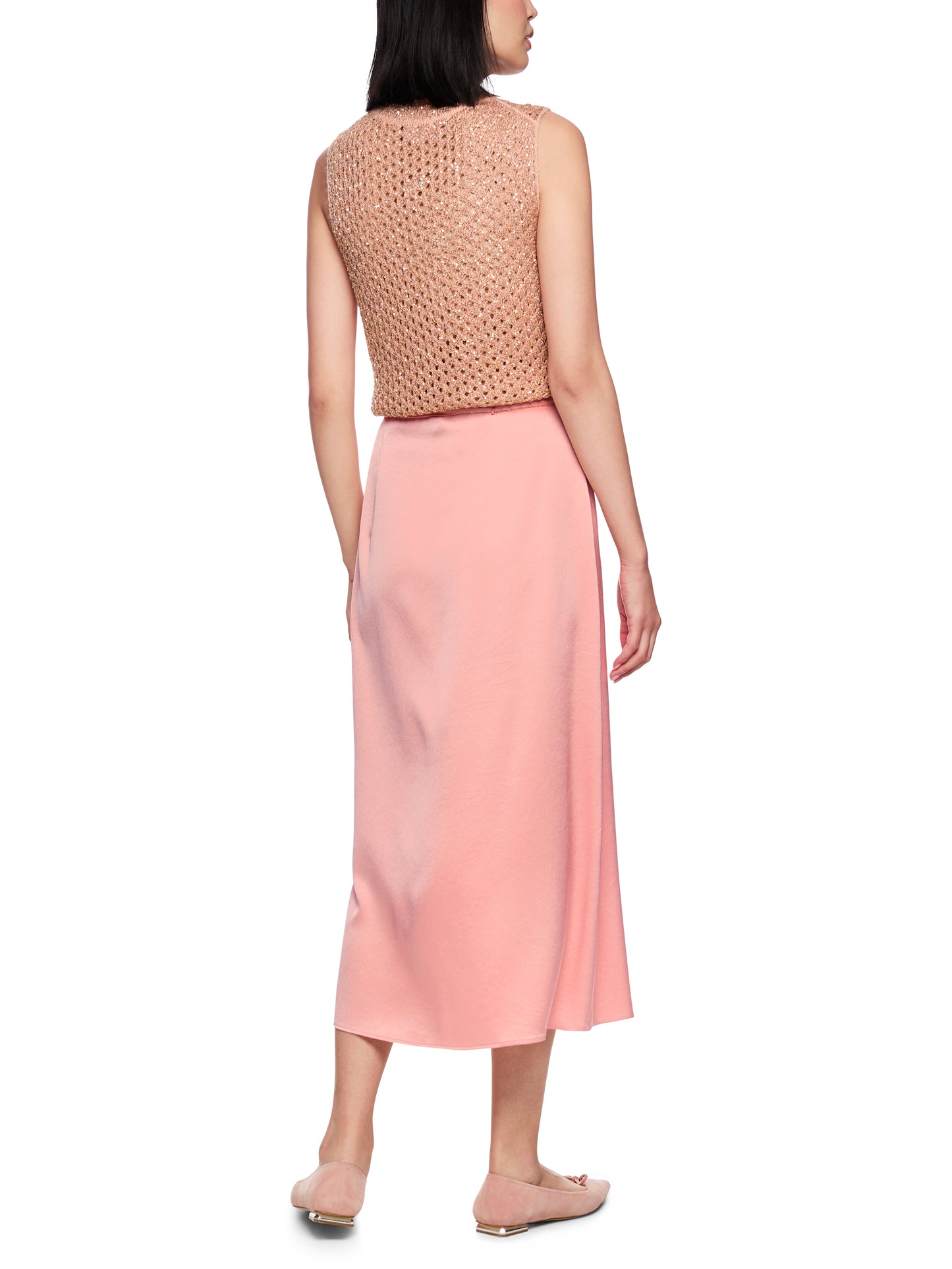 Midi Skirt In Satin W Tie Cord Salmon by Marc Cain - view 3