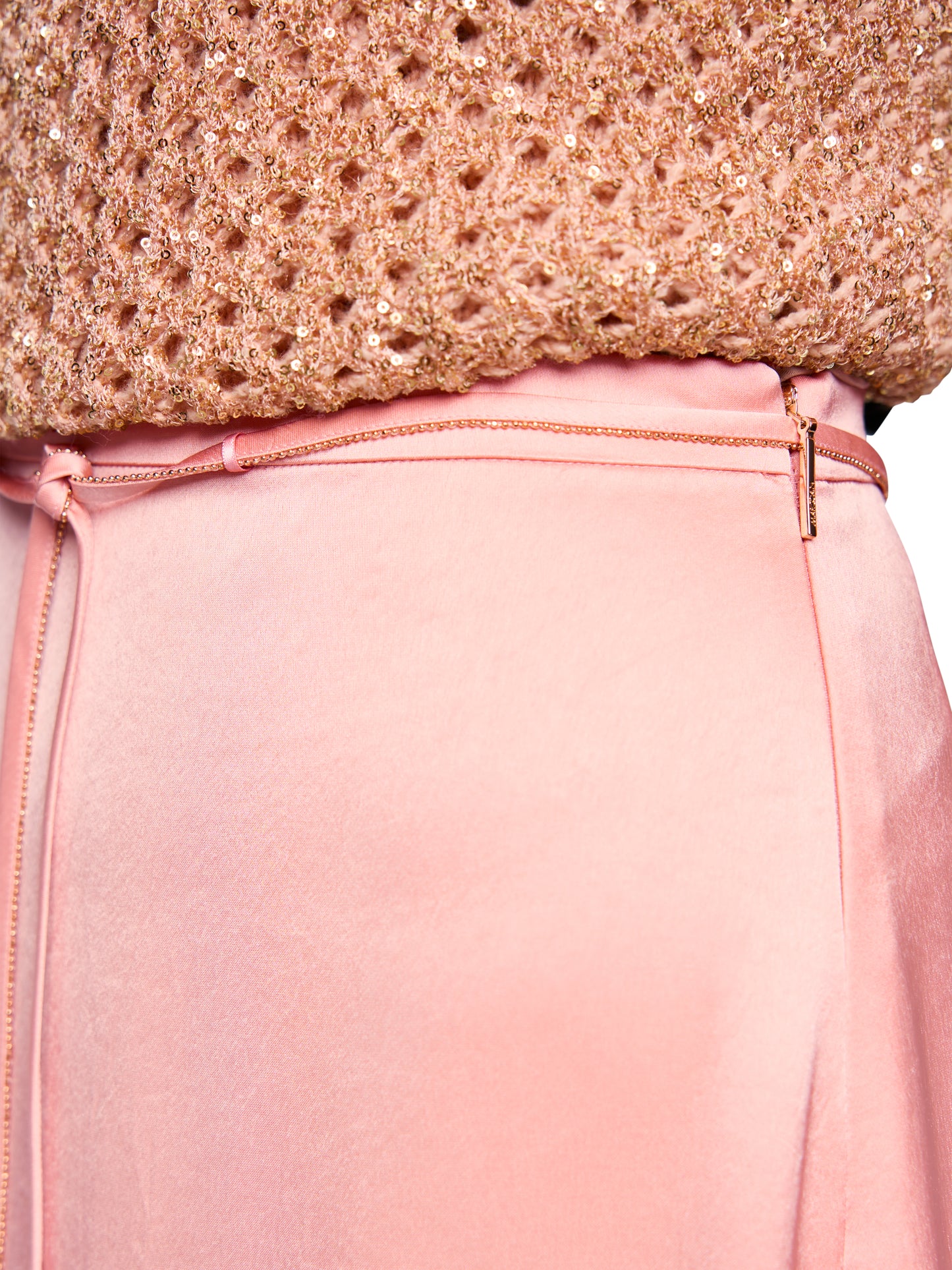 Midi Skirt In Satin W Tie Cord Salmon by Marc Cain - view 5