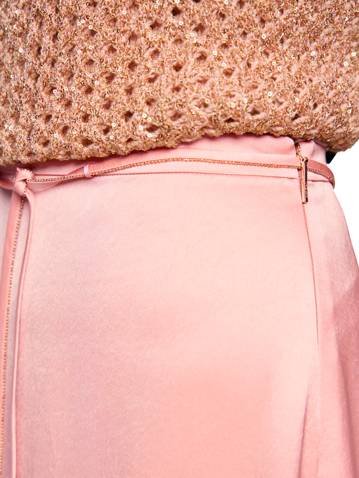 Midi Skirt In Satin W Tie Cord Salmon by Marc Cain - view 5