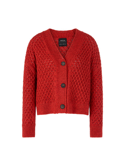 AJOUR TEXTURAL CARDIGAN AURORA RED